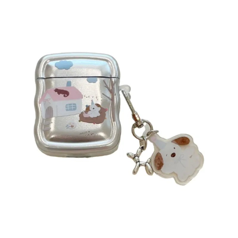 Kona Chun Compatibility With AirPods 1/2/3 TPU Cute House Cartoon Puppy Fully Enclosed Impact Resistant Headphone Cases-0