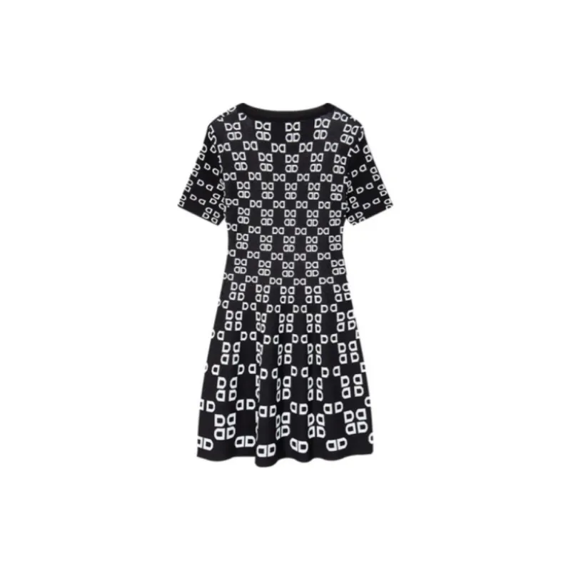 DKNY Short Sleeved Dress Women's Black & Multicolor-1