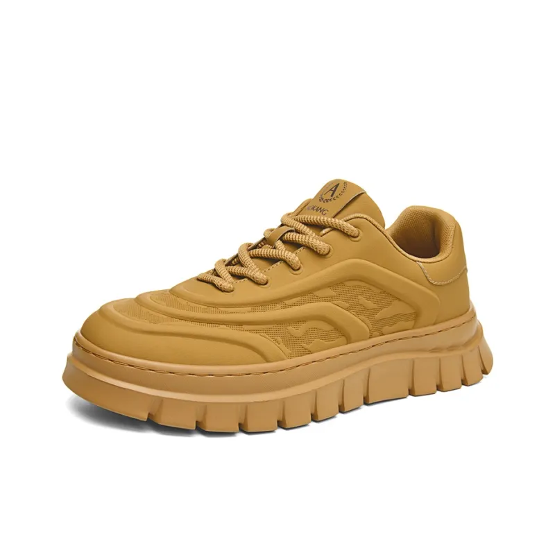 AOKANG Dunk Series Skateboard Shoes Men Low Top Yellow Brown, Black-1