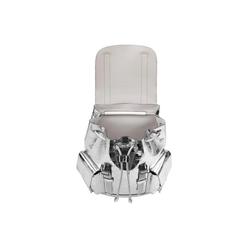 GUCCI Mirror Finish Material Backpack Large Size Men's Silver-4