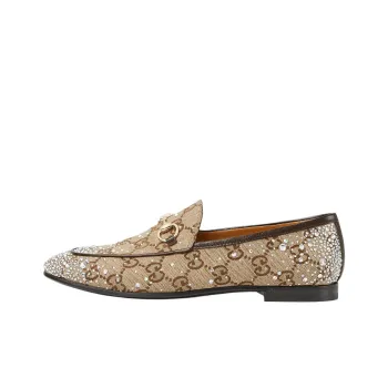 GUCCI Jordaan Loafers Women's Beige Brown