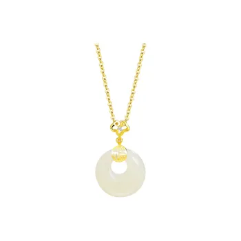 Long Fu Hetian Jade Necklaces White Jade/Pale Greenish White Jade Women's
