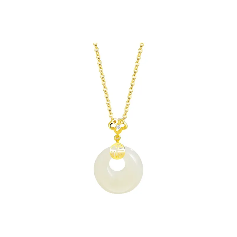 Long Fu Hetian Jade Necklaces White Jade/Pale Greenish White Jade Women's-0