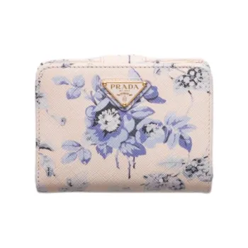 PRADA Saffiano Leather Wallet Women's Light Blue