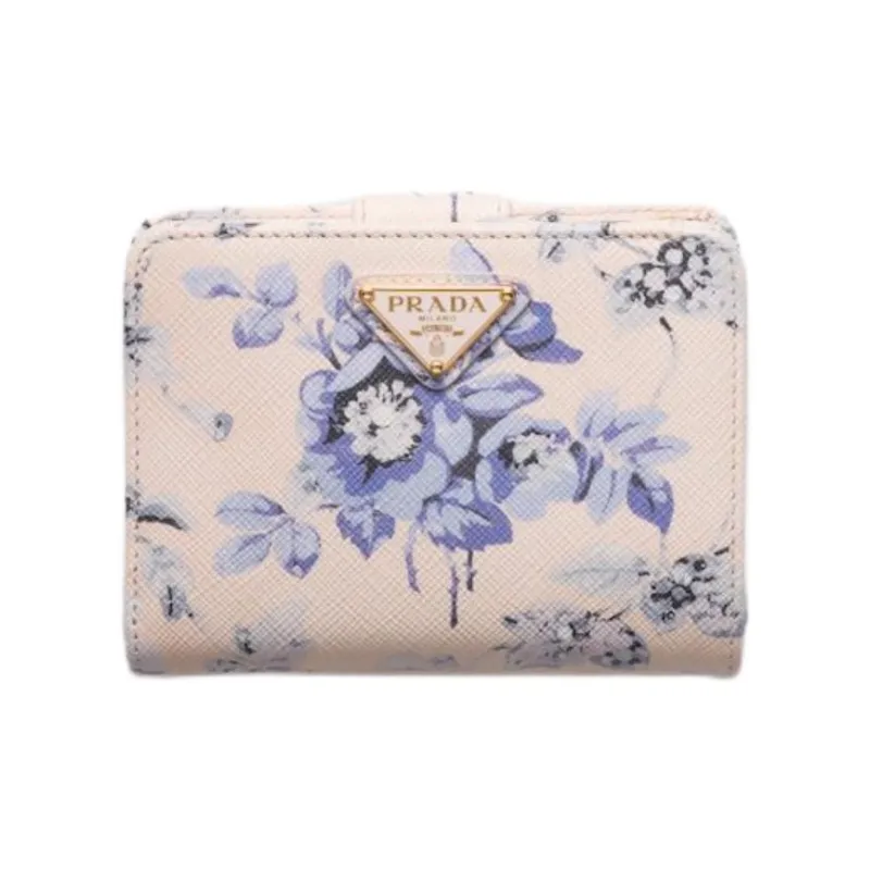 PRADA Saffiano Leather Wallet Women's Light Blue-0