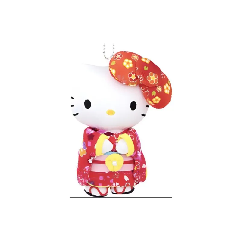 Sanrio Red Bowknot Kimono Dolls Plush Pendant 12cm High-2