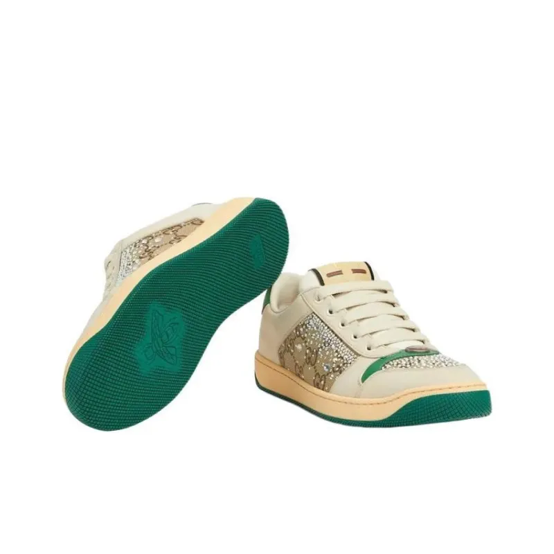 GUCCI Women's Screener 'GG Monogram Crystal Ivory Green' Women's-5
