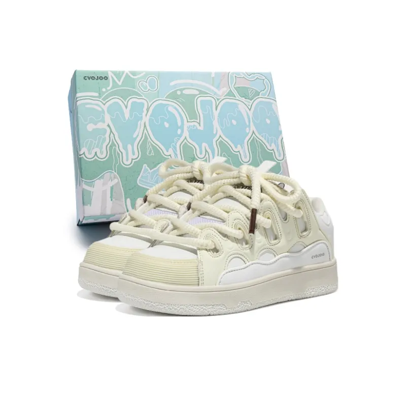 CVOJOO Puffy Shoes Slip Resistant Height Increasing Low Top Skateboard Shoes Unisex-13