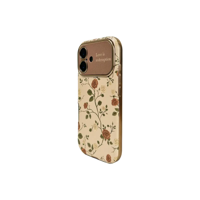 Wei Xin Leather Material Brown Rose Camellia Phone Cases Compatible With IPhone 16/15 Pro Max/Apple 13/14 Pro Max/12-2