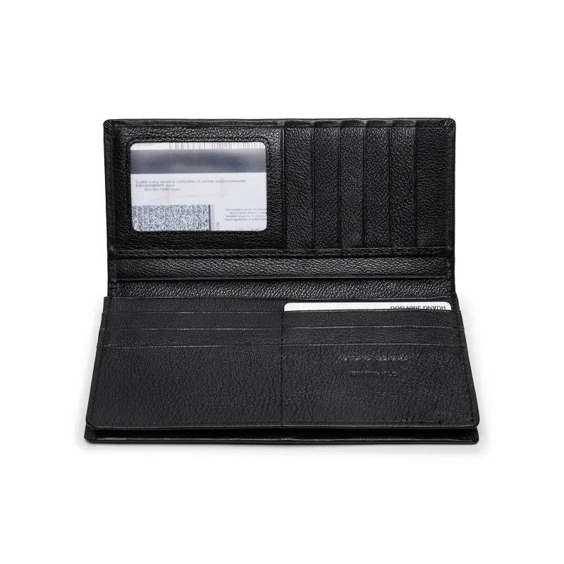 FAIRWHALE Top Grain Cow Leather Wallet Card Holder Money Clip Regular Men's Black-12