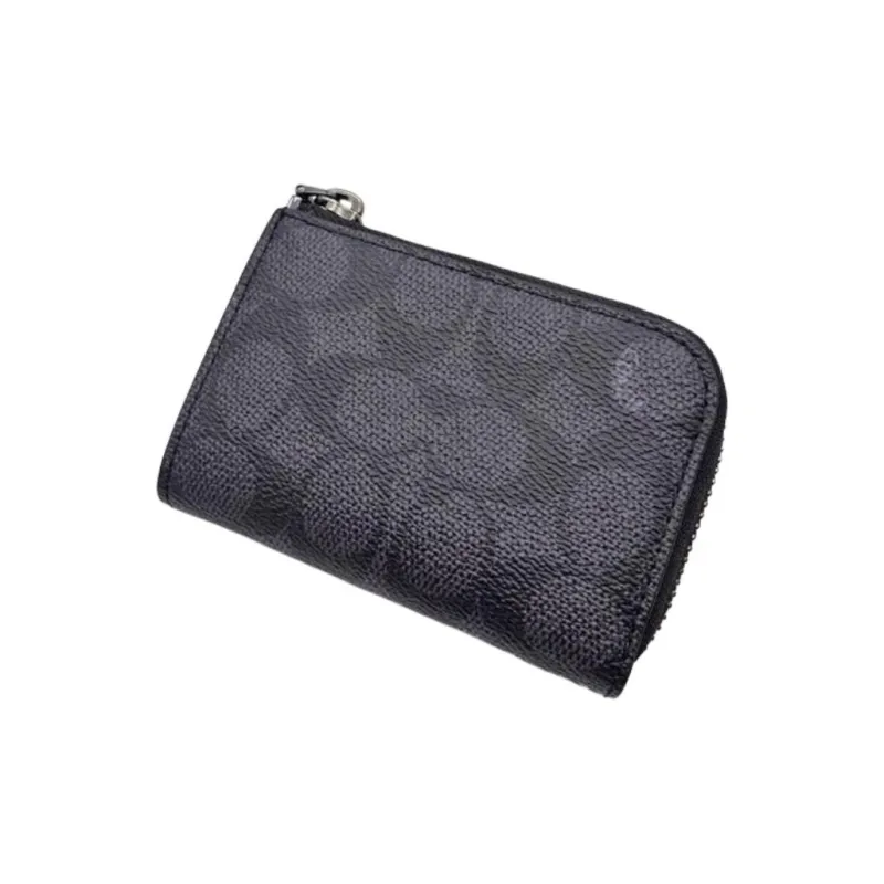 COACH SignatureCanvas Coated Canvas Key Pouch Mini Women's Charcoal-2