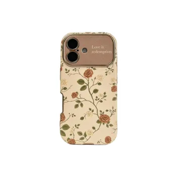 Wei Xin Leather Material Brown Rose Camellia Phone Cases Compatible With IPhone 16/15 Pro Max/Apple 13/14 Pro Max/12
