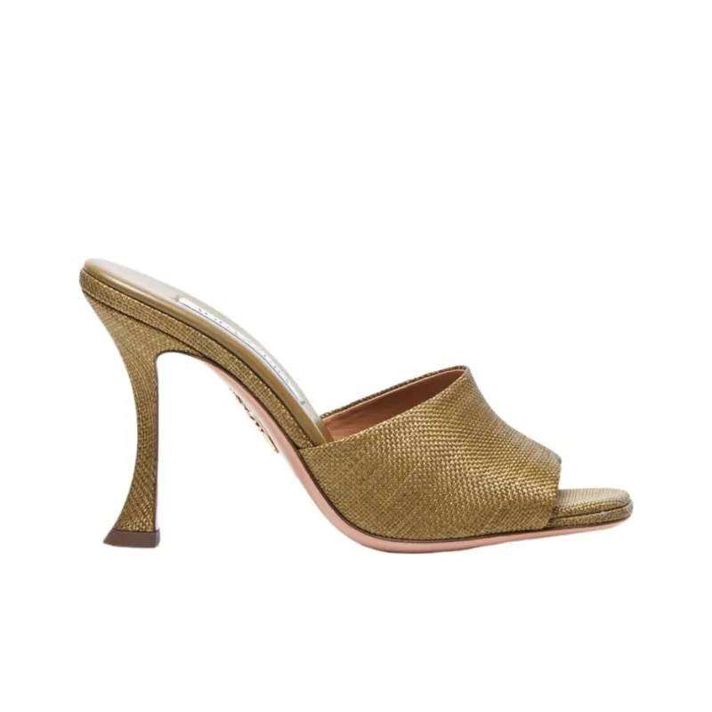 AQUAZZURA Odor-Resistant Slide Slippers Women's Olive-1