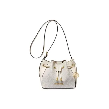 MICHAEL KORS Phoebe Coated Canvas Bucket Bag Crossbody Bag Small Size Women's Cream White