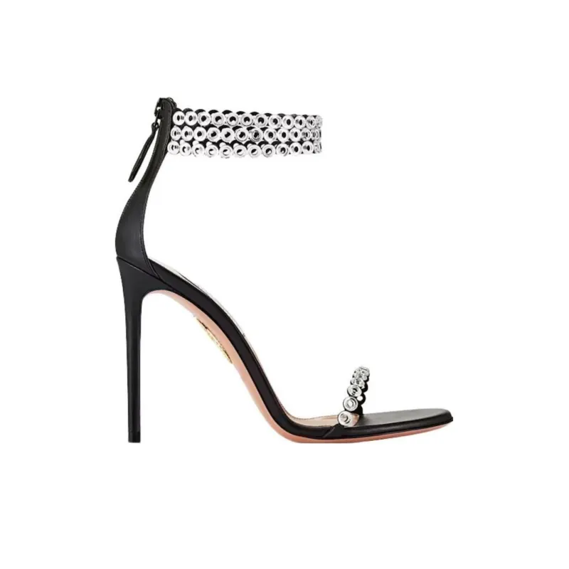 AQUAZZURA Strap Sandals 10.5cm Women's Silver Black-1