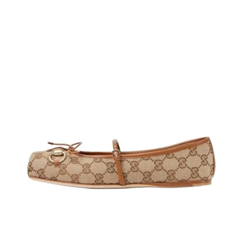 GUCCI Horsebit Casual Single Shoes Women's Brown
