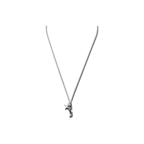 DIOR Brass Resin Faux Crystal Necklaces Men's Silver