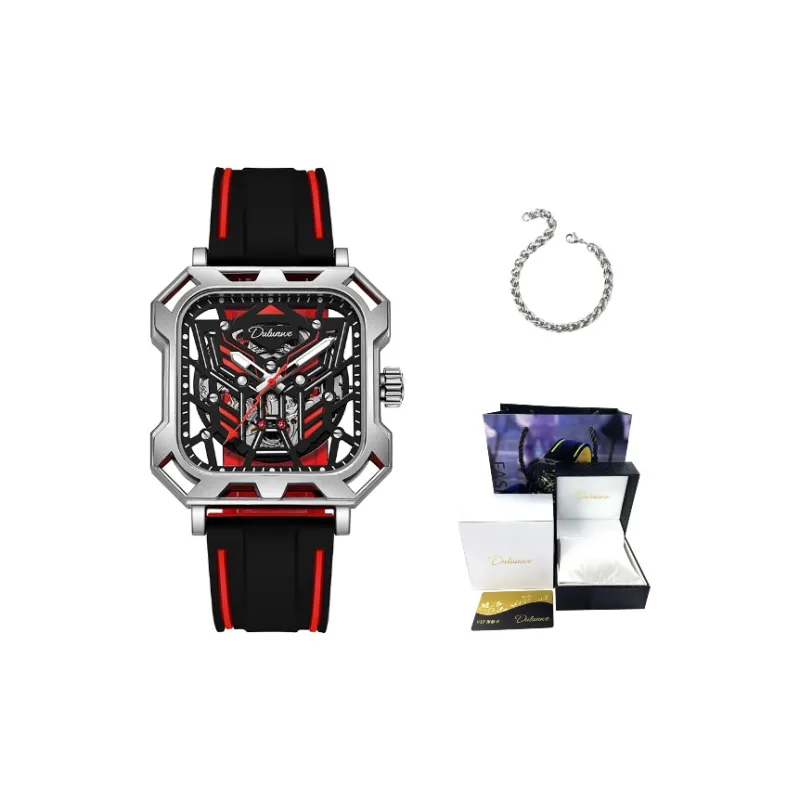 Dulunwe Space Mecha Collection Automatic Mechanical Movement Silicone Strap Watch Men's Watches Black Dial-7