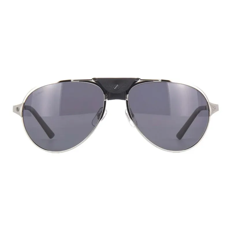 CARTIER Metal Aviator Sunglasses Unisex Silver/Black-1
