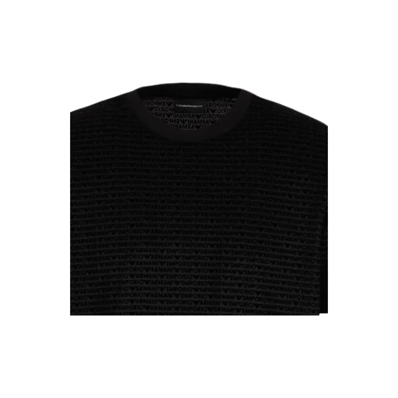 EMPORIO ARMANI Asv Lyocell blend Jersey T shirt With All over Flocked Logo Lettering-4
