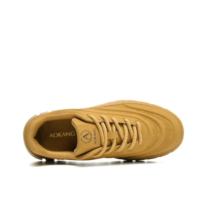 AOKANG Dunk Series Skateboard Shoes Men Low Top Yellow Brown, Black-3