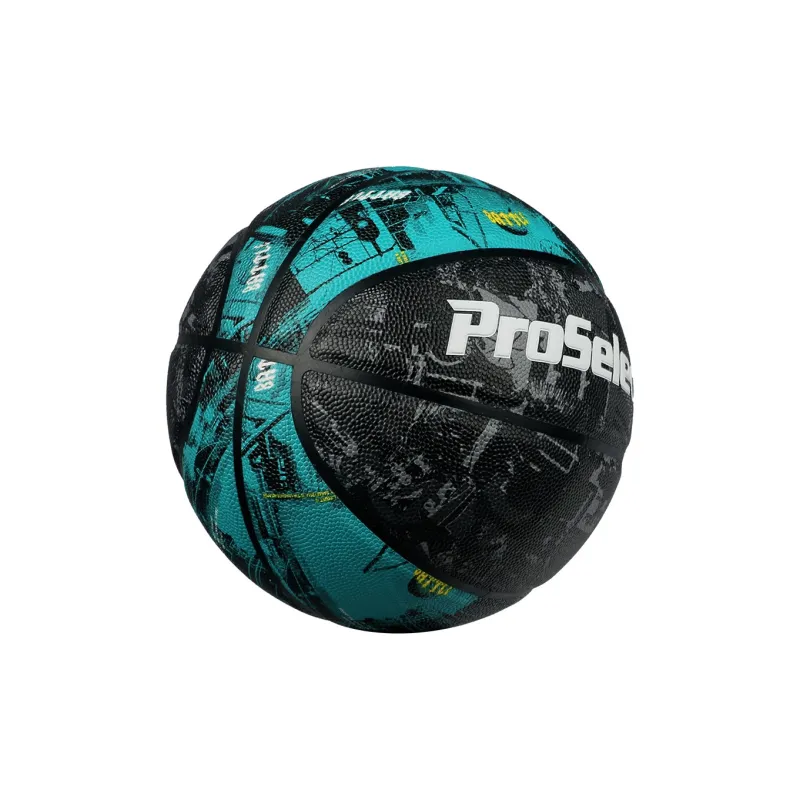 ProSelect PU Basketball Black Green Size 7 Training Competition Unisex-2