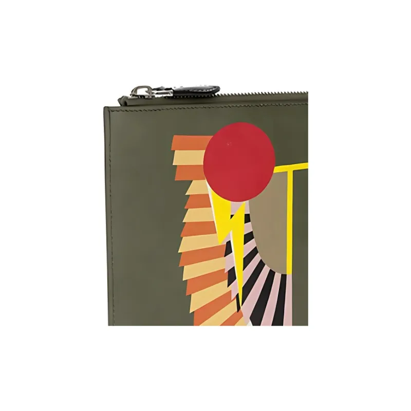 GIVENCHY Leather Clutch Unisex Army Green-3
