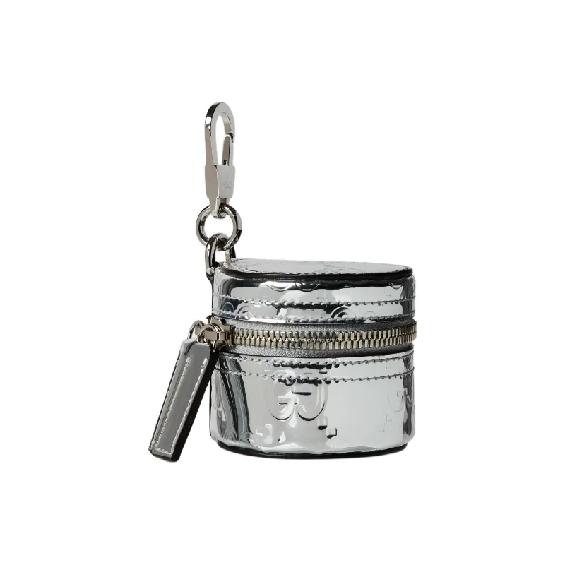 GUCCI Fabric Coin Purse Women's Mirror Finish Silver-1
