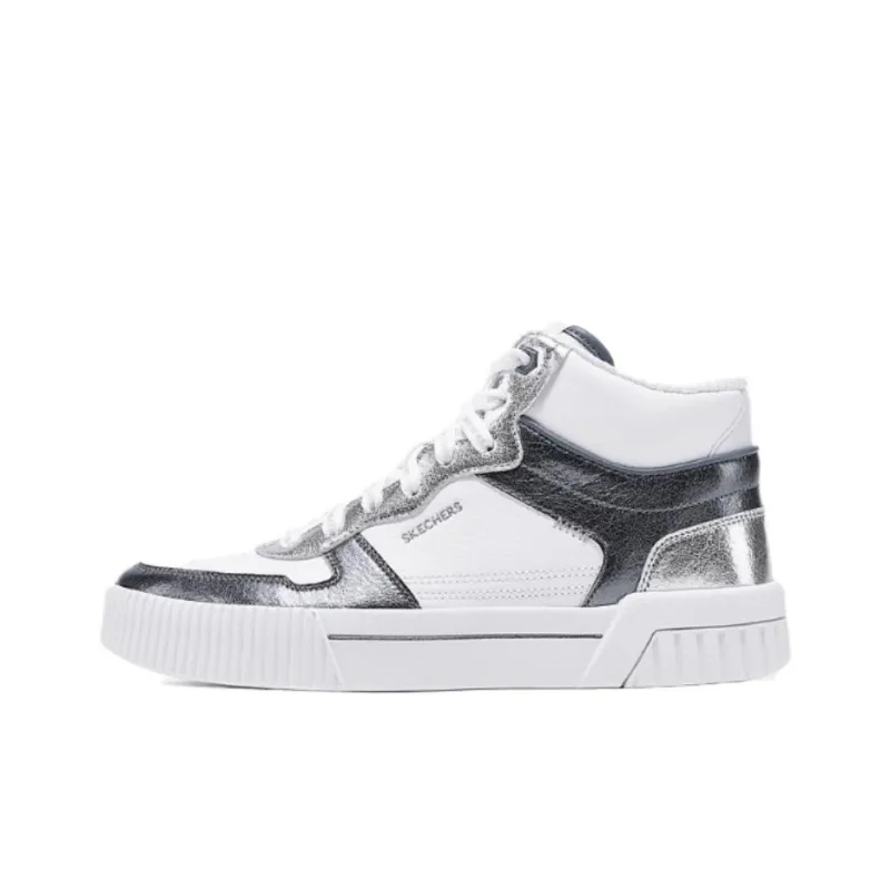 Skechers Court Classics Anti Slip Wear Resistant High Top Skateboard Shoes Women's White Black-0