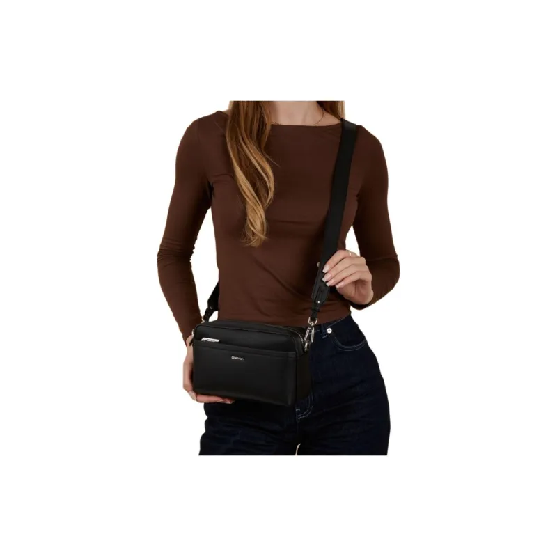 CALVIN KLEIN Recycled Polyester Shoulder Bag, Crossbody Bag Women's Black-2