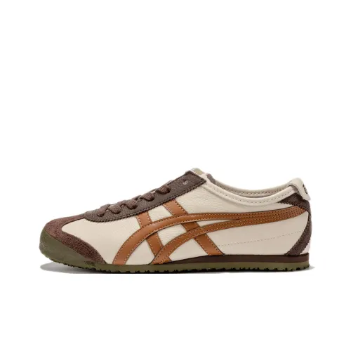 Onitsuka Tiger MEXICO 66 Anti Slip Wear Resistant Low Top Casual Shoes Unisex Beige Umber Brown