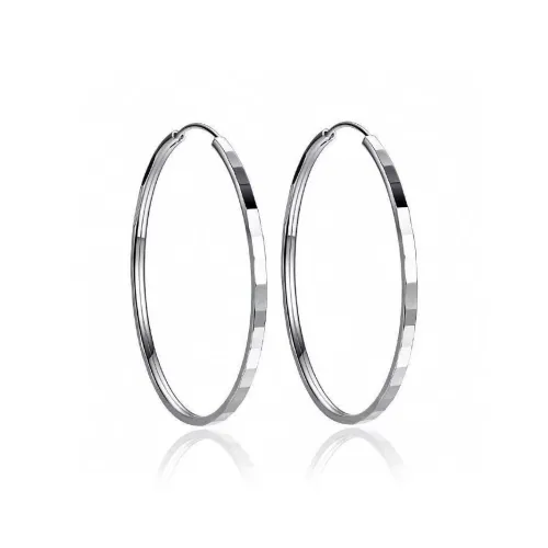 Stone Edge Poly 999 Fine Silver Sterling Silver Hoop Earrings Unisex