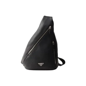 PRADA Cross Leather Crossbody Bag Shoulder Bag Men's Black