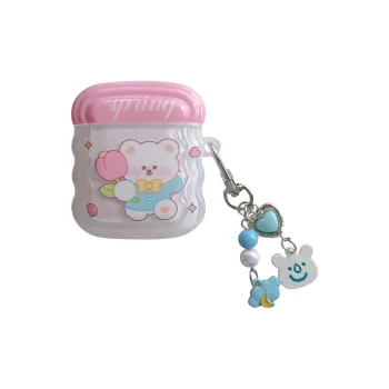 Kona Chun Compatibility With AirPods 2/Pro/Pro 2/1 TPU Ins Cute Tulip Bear Fully Enclosed High Quality Headphone Cases