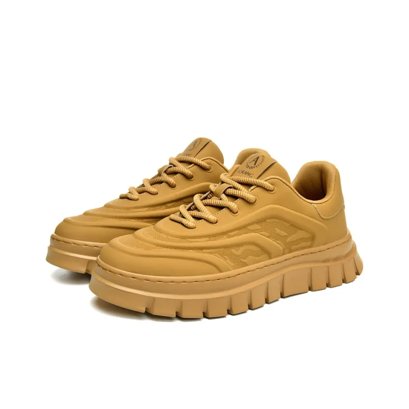 AOKANG Dunk Series Skateboard Shoes Men Low Top Yellow Brown, Black-2