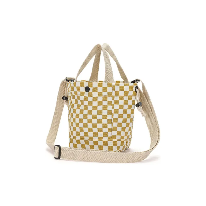 Vans Cotton Tote Bag, Shopping Bag, Shoulder Bag, Crossbody Bag, Handbag Mini Women's Yellow & White-4