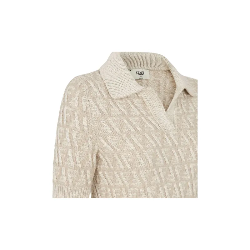 FENDI Logo Detailed Knitted Polo Top-4