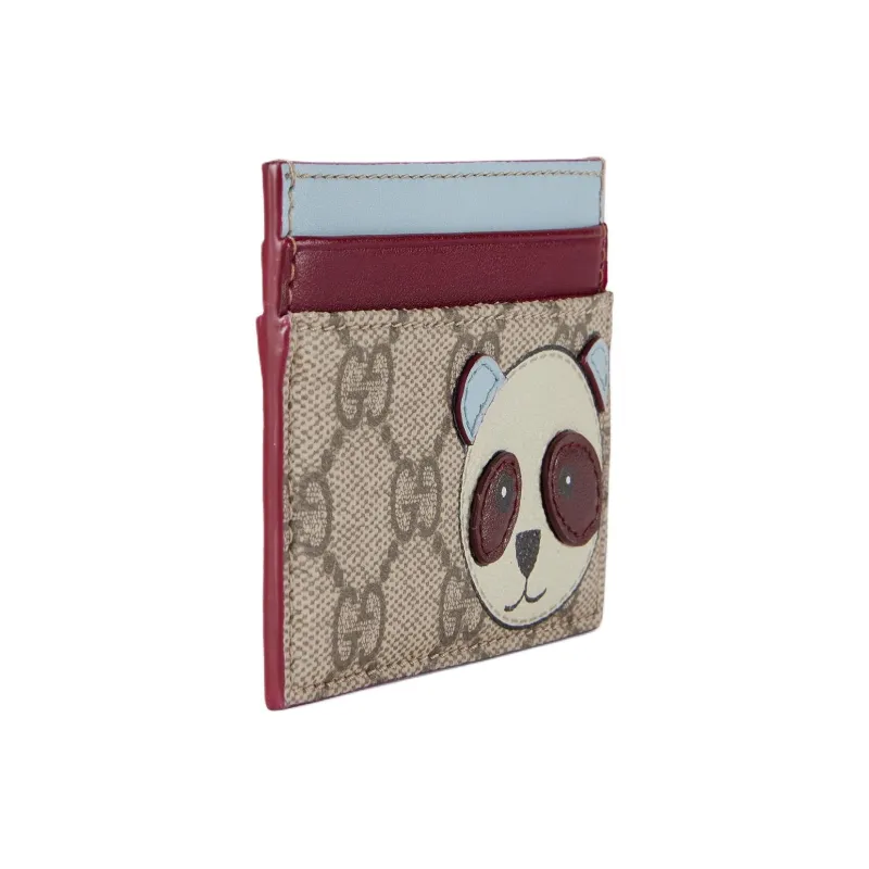GUCCI Coated Fabric Card Holder Women's Beige & Dark Brown-1