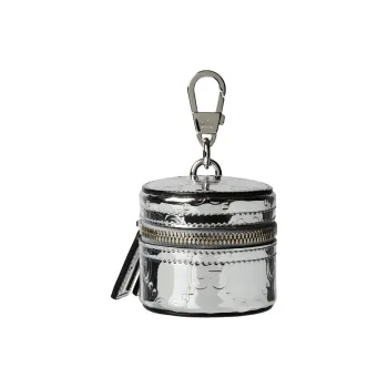 GUCCI Fabric Coin Purse Women's Mirror Finish Silver
