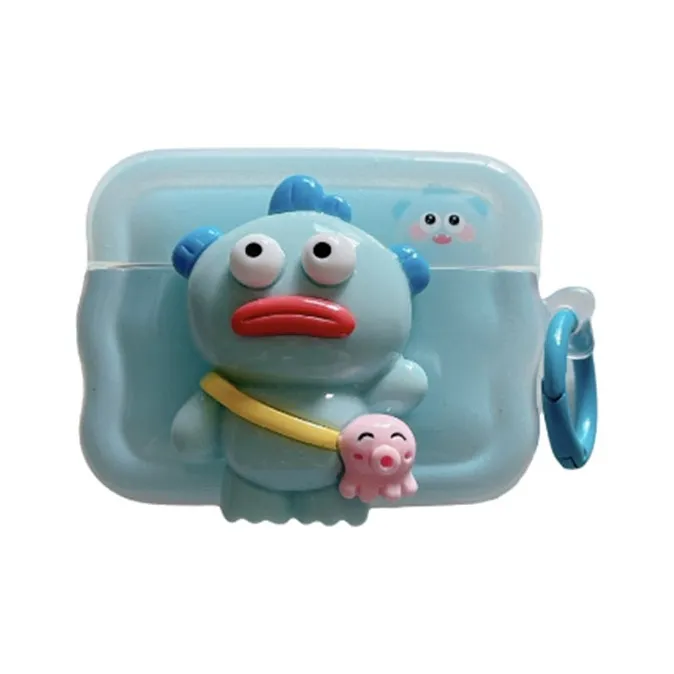 Kona Chun Compatibility With AirPods 2/Pro/3 TPU Fun 3D Effect Ugly Cute Big Mouth Fish Fully Enclosed Headphone Cases-3