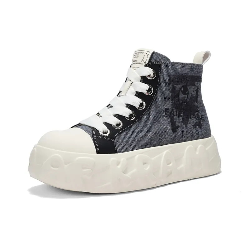 FAIRWHALE Black White Street High Top Canvas Shoes Unisex-1