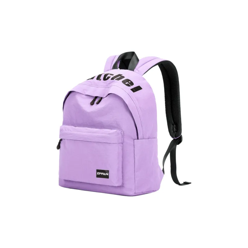 ZUOFEIFAN Fabric Backpack Unisex Woody Brown/Mint Purple/Black-0
