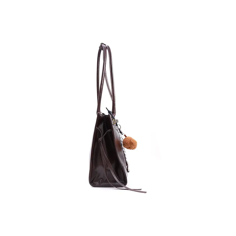 Vigno Synthetic Leather Tote Shoulder Bag Regular Women's Yellow Brown/Black/Coffee-23