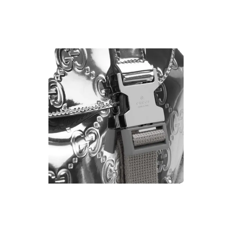 GUCCI Mirror Finish Material Backpack Large Size Men's Silver-5
