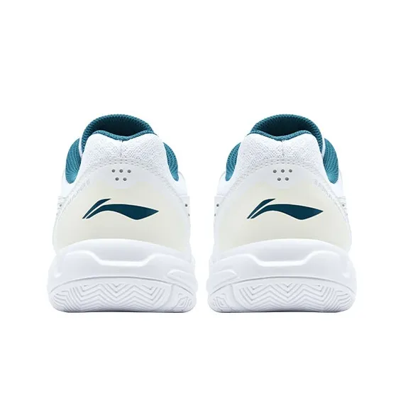 LiNing Feather Durable Breathable Coverage Low Top Badminton Shoes Unisex White Green-3