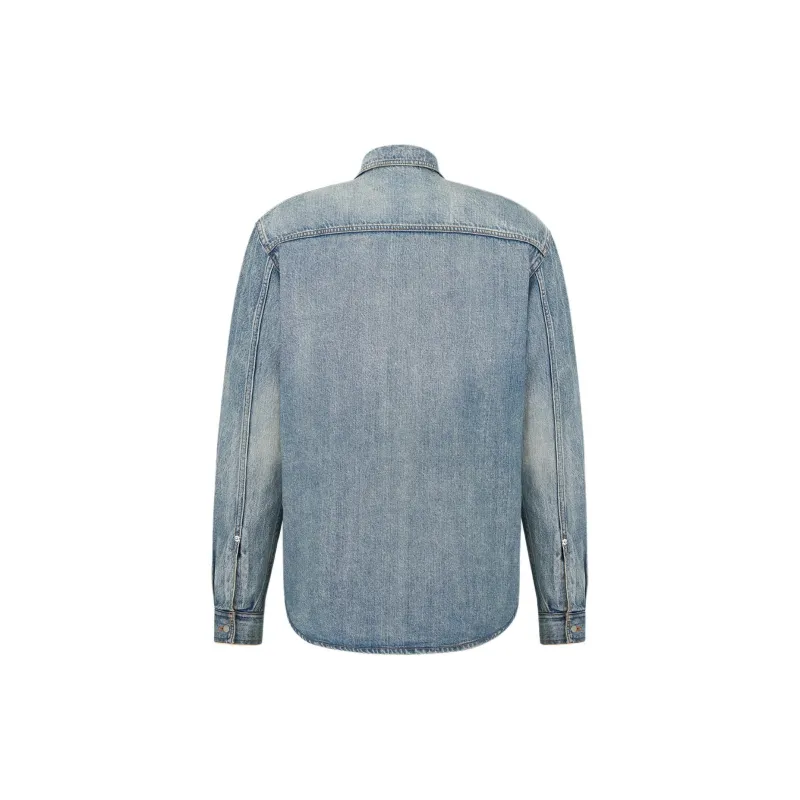 DIOR Collared Long Sleeve Denim Shirt-1