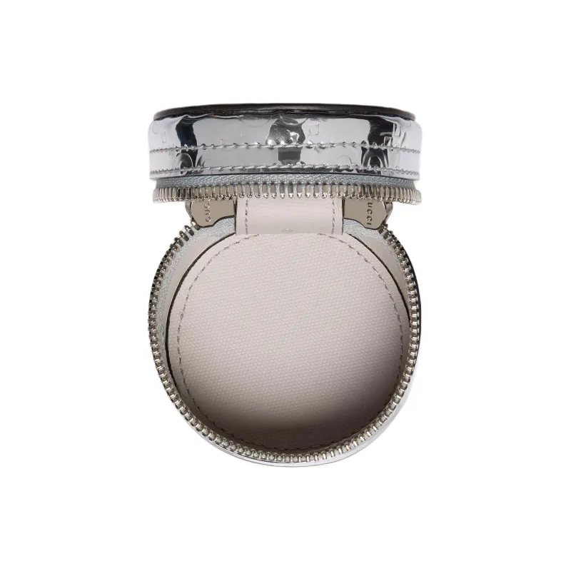 GUCCI Fabric Coin Purse Women's Mirror Finish Silver-3