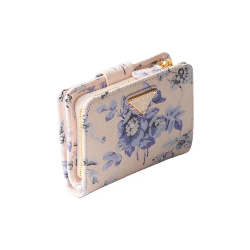 PRADA Saffiano Leather Wallet Women's Light Blue-2