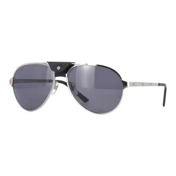 CARTIER Metal Aviator Sunglasses Unisex Silver/Black