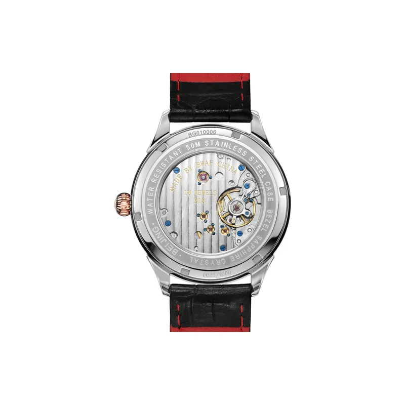 Beijing Beihai Mechanical Movement Genuine Leather Strap Watch Men's Watches White Dial-3
